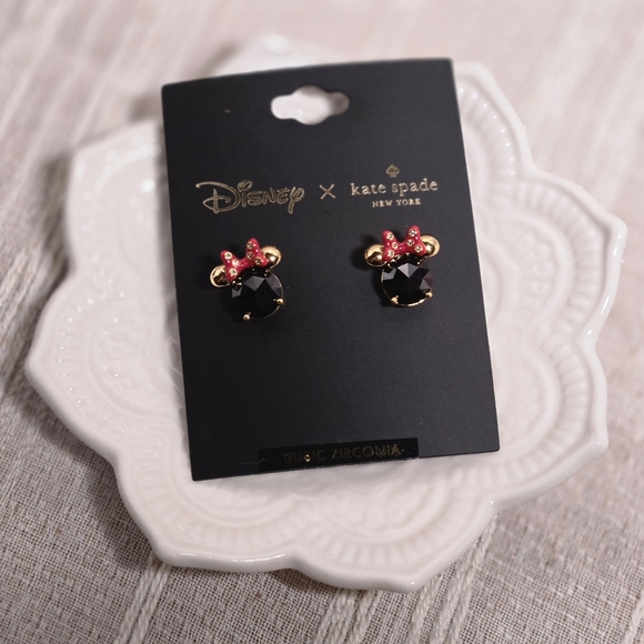 Kate Spade Disney Minnie Goldtone Earrings NWT Retail $59 - Picture 1 of 2